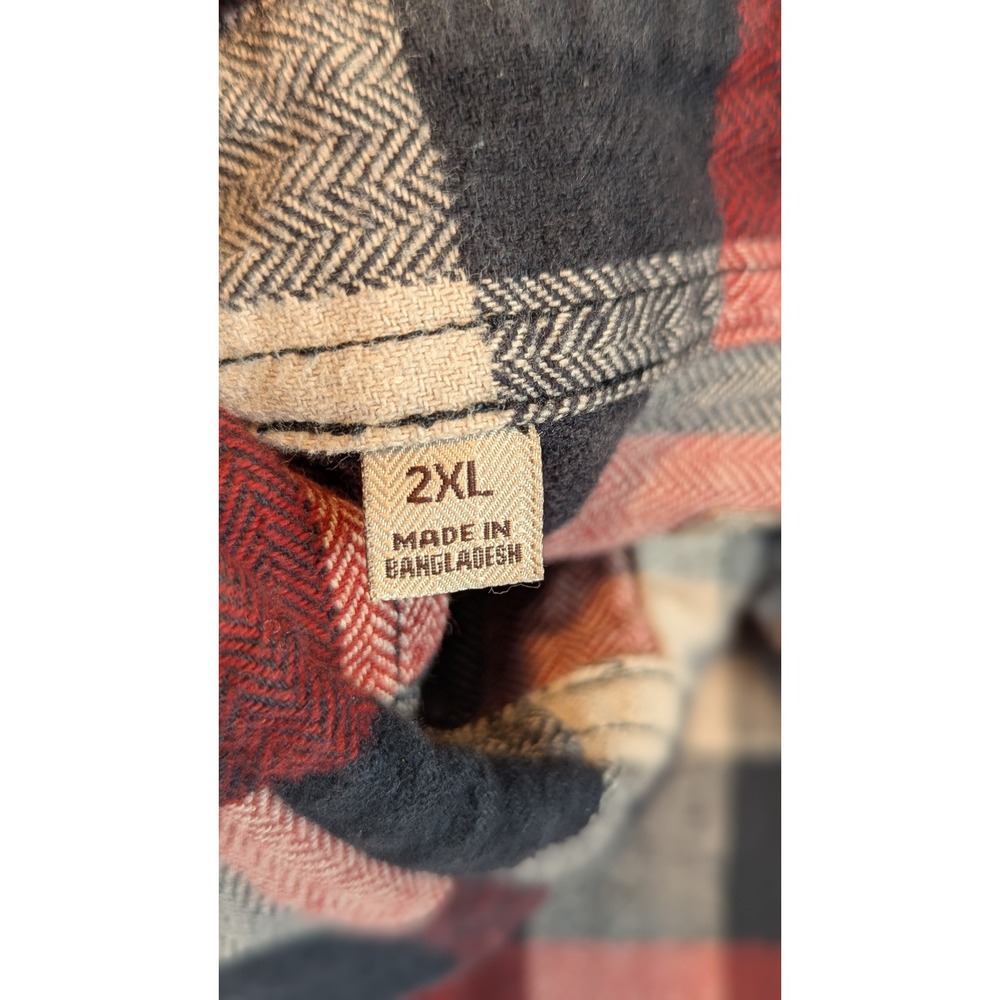 JACHS New York 2XL Mens Plaid Flannel Shirt Red Black Gray Button Down Casual - Picture 6 of 12